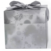 Подарочная коробка - Новогодняя серебро с бантом, Premier 